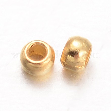ロンデル真鍮製つぶし玉カシメ玉  ゴールドカラー  1.5mm  穴：0.5mm  約10000個/50g KK-L134-33G-1