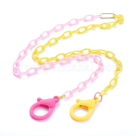 Персонализированные двухцветные ожерелья-цепочки из абс-пластика NJEW-JN02825-03-1