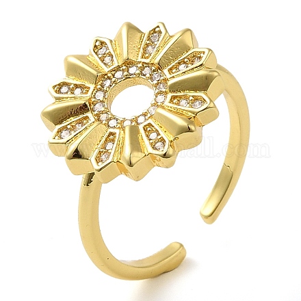 Открытые манжеты из латуни с микропаве и прозрачным цирконием для женщин RJEW-Z070-04G-03-1