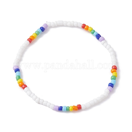 Glass Seed Beaded Stretch Bracelets BJEW-JB09975-01-1