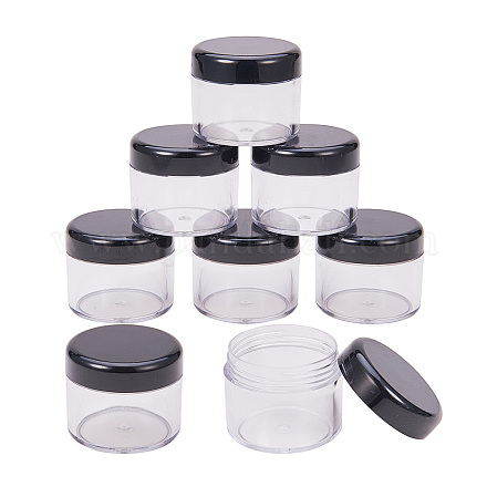 BENECREAT 24 Pack Empty Portable Clear Plastic Cosmetic Containers Jars Cases with Black Screw Lid for Creams MRMJ-BC0001-34-1