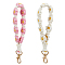 2Pcs 2 Colors Cotton Handmade Braided Wrist Lanyard Pendant Decorations, with Zinc Alloy Swivel Clasps, for Keychain Making, Mixed Color, 195x21.5mm, 1pc/color