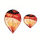 2Pcs Transparent Epoxy Resin Leaf Pendants, with Gold Foil & Glitter Powder, Tomato, 37x24.5x2mm, Hole: 1.2mm