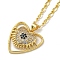 Brass Pave Clear & Blue Cubic Zirconia Peach Heart Pendant Necklaces for Women, Real 18K Gold Plated, Heart, 17.32 inch(44cm)
