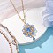 Flower Handmade Seed Beads & AB Color Glass Beaded Pendant Necklaces, with 304 Stainless Steel Jewelry for Women, Golden, Cornflower Blue, 17.83 inch(45.3cm)