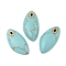 Synthetic Turquoise Pendants, Leaf Charms with 304 Stainless Steel Findings, PVD Vacuum Plating, Real 18K Gold Plated, 25x12.5x5mm, Hole: 2.5x1mm