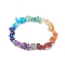Natural Mixed Gemstone Chips & Alloy Saint Benedict Beaded Stretch Bracelets, Inner Diameter: 2-1/8 inch(5.3cm)