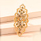 Geometric Hollow Alloy Rhinestone Finger Rings, Light Gold, Goldenrod