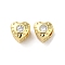 Valentine's Day Brass Micro Pave Cubic Zirconia Beads, Heart, Clear, 4.5x5x4.5mm, Hole: 2mm