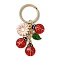 Alloy Enamel Keychian, with Iron Key Rings, Flower Ladybug, Golden, 75mm