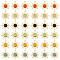 36Pcs 6 Colors Cat Eye Pendants, with Golden Plated Alloy Findings, Sun Charms, Mixed Color, 21.5x18.5x3mm, Hole: 1.6mm, 6Pcs/color