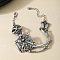 Gothic Alloy Link Bracelets for Women, Skeleton, Antique Silver, 6-1/2 inch(16.5cm)