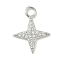 Brass Micro Pave Clear Cubic Zirconia Pendants, Platinum, Star, 15.5x12x1.5mm, Hole: 2.5mm