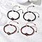 4Pcs Cross Glass Seed Beads with Natural Wood Beads & Red Jasper Beads & Magnesite Beads & Howlite Round Beads Braided Bead Bracelets for Women, Mixed Color, Inner Diameter: 1-7/8~3-1/8 inch(4.8~8cm)