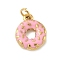 304 Stainless Steel Enamel Pendants, with Jump Ring, Donut Charm, Golden, 15x12x3mm, Hole: 3.3mm