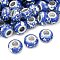 Opaque Resin Rondelle European Beads, with Silver Foill & Silver Tone Brass Double Cores, Large Hole Beads, Blue, 13.8x8.5mm, Hole: 4.5~5mm
