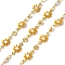 Brass Enamel Link Chains, Flower, with ABS Plastic Imitation Pearl, Soldered, with Spool, Real 18K Gold Plated, 12x3mm