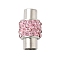 304 Stainless Steel Magnetic Clasps, Column, with Rhinestone, Stainless Steel Color, Pink, 13x8mm, Hole: 3.5mm