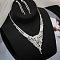 Tassel Alloy Crystal Rhinestone Pendant Necklaces & Stud Earrings Sets, Silver, 400~500mm