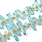 Natural Quartz Crystal Beads Strands, Faceted, Dyed, Nuggets Stick, with Seed Beads, Pale Turquoise, 11~25x3~9x4~10mm, Hole: 1~1.2mm, about 19~26pcs/strand, 7.09~7.48''(18~19cm)