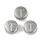 Anti-Tarnish 304 Stainless Steel Beads, Flat Round with Letter, Stainless Steel Color, Letter T, 7x3.8mm, Hole: 1.8mm