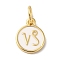 Real 18K Gold Plated Brass Enamel Charms, with Jump Ring, Long-Lasting Plated, Lead Free & Cadmium Free, Flat Round with Capricorn Charms, White, 10x8x1mm, Hole: 4mm