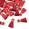 20Pcs Handmade Polycotton(Polyester Cotton) Tassel Decorations, Pendant Decorations, with Golden Iron Loops, Dark Red, 17~21x10x5mm, Jump Ring: 6x0.7mm, Inner Diameter: 4.6mm, 20pcs/set
