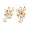 Brass Micro Pave Clear Cubic Zirconia Pendants, Bowknot, Real 18K Gold Plated, 16.5x10.5x2mm, Hole: 1.4mm