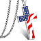 Independence Day Alloy Enamel Pendant Necklaces, Cross with American Flag Pattern, Stainless Steel Color, 23.62 inch(60cm)