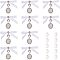 10 Pcs Tibetan Style Wings Alloy & Satin Ribbon Pendant Decoration, with Tube Bails, Glass Cabochons, White, 80mm