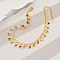 Summer Fashion Brass Heart Link Fringed Colorful Rhinestone Anklets for Women Beach Parties, Golden, Colorful, 8-1/4 inch(210mm)