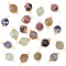 20Pcs 2 Styles Natural Gemstone Connector Charms, with Copper Wire, Flat Round, 20mm, Hole: 2.8mm, 2 color/style