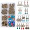 DIY Trinity Knot Earring Making Kits, with Alloy Pendants & Links, Glass Beads, Brass Earring Hooks, Iron Findings, Antique Bronze, 30x26x2.5mm, Hole: 2mm