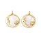 Brass Micro Pave Cubic Zirconia Pendants, with Shell, Flat Round with Sun & Moon Charms, Cadmium Free & Lead Free, Lasting Plated, Rack Plating, Real 18K Gold Plated, 22.5x20.5x3.5mm, Hole: 3.5mm