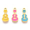 304 Stainless Steel Enamel Charms, Guitar Charm, Ion Plating(IP), Real 14K Gold Plated, Mixed Color, 12x5.2x0.9mm, Hole: 1mm