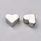 Brass Beads, Heart, Platinum, 6x7x3mm, Hole: 1.5mm
