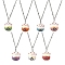 Porcelain Lucky Cat Pendant 304 Stainless Steel Twist Chain Necklaces for Women Men, Stainless Steel Color, Mixed Color, 16.54 inch(42cm)