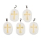 Natural Quartz Crystal Pendants, Rock Crystal Oval with Engraved Gold Cross Charms, with Stainless Steel Bails, Stainless Steel Color, 38~39x25x7mm, Hole: 7x4mm