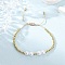Brass & ABS Plastic Pearl Round Beads Braided Bead Bracelets for Women, with Nylon Cord, Long-Lasting Plated, Rack Plating, Lead Free & Cadmium Free, Real 18K Gold Plated, Inner Diameter: 2-1/8 ~3-3/8 inch(5.4~8.5cm)