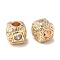 Brass Cubic Clear Zirconia European Beads, Long-Lasting Plated, Cube, Golden, 9.5x9.5x9.5mm, Hole: 4mm