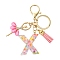 Letter A~Z Transparent Glitter Resin Pendant Keychains, with Iron Alloy Lobster Claw Clasp Keychain, for Keychain, Purse, Backpack Ornament, Letter X, 10.5cm