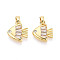Brass Micro Pave Clear Cubic Zirconia Charms, Fish Charms, Real 18K Gold Plated, 15x13x3mm, Hole: 4.5x2mm