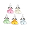 50Pcs 5 Colors Acrylic & Glass Pendants, Angel Charms with Alloy Wings, Mixed Color, Antique Silver, 33~33.5x22x9.5mm, Hole: 2.8mm, 10pcs/color