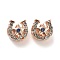 Alloy Rhinestone European Beads, Large Hole Beads, Horseshoe with Star, Rose Gold, 11x10x10.5mm, Hole: 4.8mm