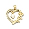 Brass Micro Pave Clear Cubic Zirconia Pendants, with Sythetic Opal, Heart, Real 18K Gold Plated, Hamsa Hand, 23.5x24.5x3.5mm, Hole: 3.5x4mm