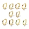 Brass Pave Cubic Zirconia Hoop Earrings for Women, Real 18K Gold Plated, Mixed Color, 10.5x1.8mm