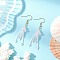 304 Stainless Steel Dangle Earrings, with Jellyfish Glass Woven Pendants & Glass Beads, Golden, Misty Rose, 53.5x11mm