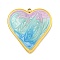 Ion Plating(IP) 304 Stainless Steel Pendants, with Enamel, Real 18K Gold Plated, Heart Charm, Honeydew, 31x29x3.5mm, Hole: 2mm