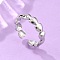 Non-Tarnish 304 Stainless Steel Heart Wrap Open Cuff Ring for Women, Stainless Steel Color, US Size 6 1/2(16.9mm)