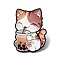 Cat Drinking Bubble Tea Enamel Pins, Alloy Lapel Pin Backs for Backpack Clothes, PeachPuff, 31.5x23.5mm